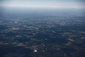   Domodedovo airport. View of the surrounding villages of the airport from an airplane