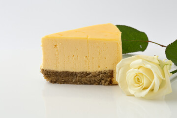 Dessert - Lemon mouse  Cheesecake. A slice of citrus cake with lemon and orange. half a lemon cake. cutaway lemon cake. sponge cake