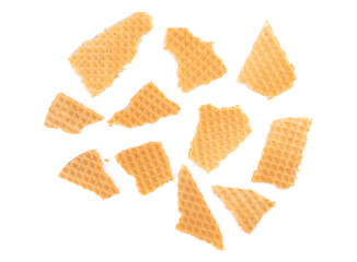 Slose up Wafer, whole and broken isolated on white background with clipping path