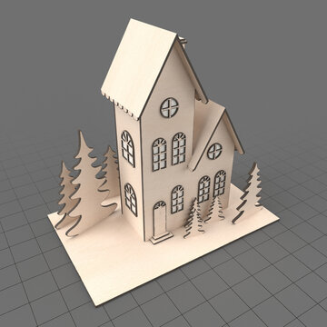 Model house with trees