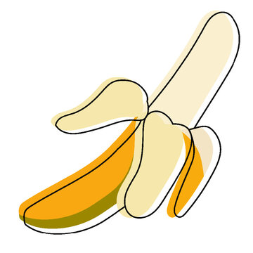 recommend clip art: Ilustración vectorial de un banano pelado - illustration of a banana fruit  - vector with outlines