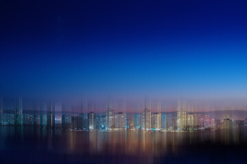 Fototapeta na wymiar Aerial city night panorama view 