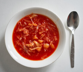 Ukrainian borscht is on the table