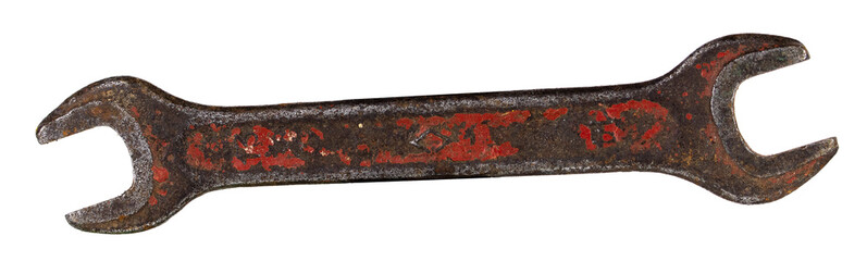 Obraz premium Old wrench isolated on white background