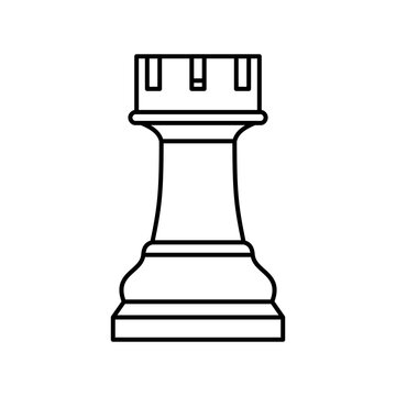recommend clip art: White chess rook piece on white background