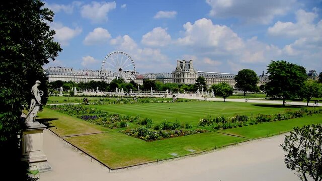 World famous Tuileries jardin in Paris, France