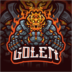 Golems esport mascot logo design © Logitex
