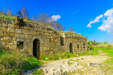 Fototapeta na wymiar Ancient ruins in the archaeological site Tel Tzuba