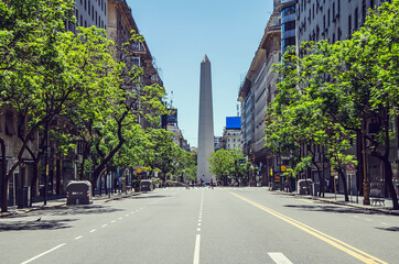 Street to obelisk in Buenos Aires, Argentina