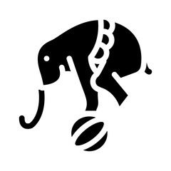 elephant balancing on ball glyph icon vector illustration