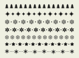Christmas decorative borders dividers design elements. - obrazy, fototapety, plakaty