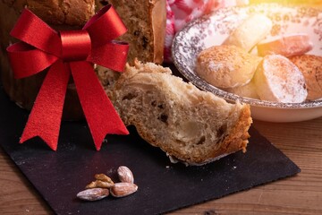 panettone and pasta or christmas sweets