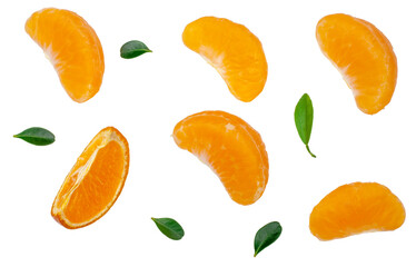 Sliced of tangerine isolated on white, top view