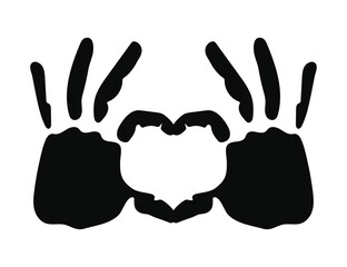 silhouette of two hand with heart form