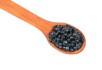 Black caviar in spoon