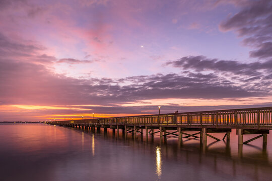 Indian Riverside Park Fishing Pier at Sunrise