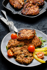 Pork fillet baked in oven with seasoning and herbs
