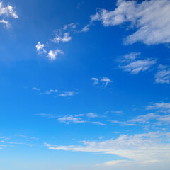 Sunny background, blue sky and white clouds