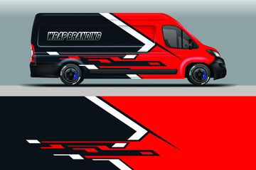 Naklejka premium Van Wrap Design Livery Vector . Background For Vehicle. Ready Print File .
