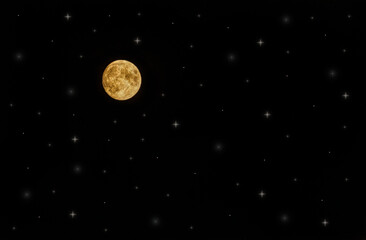 Full moon in the starry night sky	