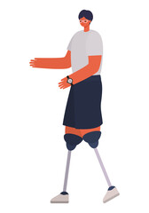 Fototapeta premium man with two prosthetic legs and black hair