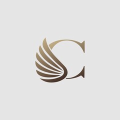 Letter C Logo Luxury wing. Trendy Design concept luxury wing and letter A for corporate, lawyer, notary, firm, automotive, community and more brand identity.