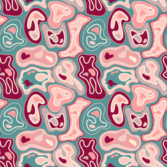 Abstract seamless pattern with hand drawn wave shapes and lines