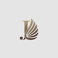 Letter J Logo Luxury wing. Trendy Design concept luxury wing and letter A for corporate, lawyer, notary, firm, automotive, community and more brand identity.