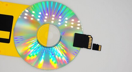 floppy disk, CD and memory cards