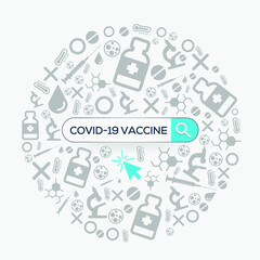 Fototapeta na wymiar (Corona virus vaccine) Word written in search bar ,Vector illustration 