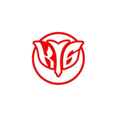 initial letter K G bow and arrow, modern minimalist design with circle decoration.