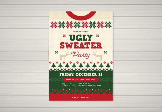 Ugly Sweater Christmas Party Flyer Layout