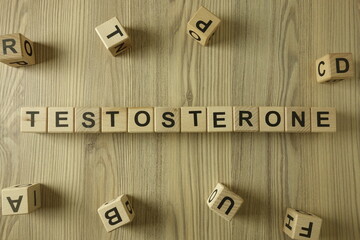 Word testosterone from wooden blocks
