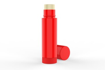 Multifunctional Empty Lip Balm Container Tubes with Twist Bottom and Top Cap. 3d render illustration.