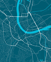 Detailed map of Basel city, linear print map. Cityscape panorama.