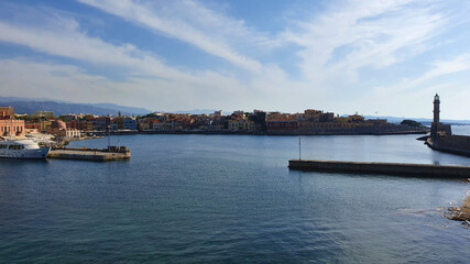 The Old Venetian Harbour of Chania, Crete, Greece.
