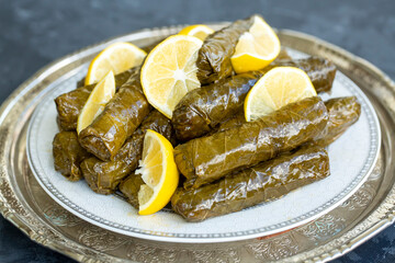 Turkish foods; stuffed leaves (yaprak sarma dolma)