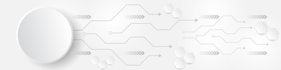 White technology background with honeycomb and technological elements. The concept of innovative high-tech communications. Digital technology and engineering.