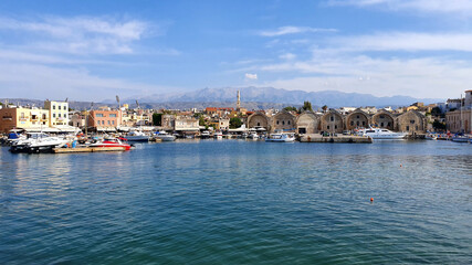 The Old Venetian Harbour of Chania, Crete, Greece.