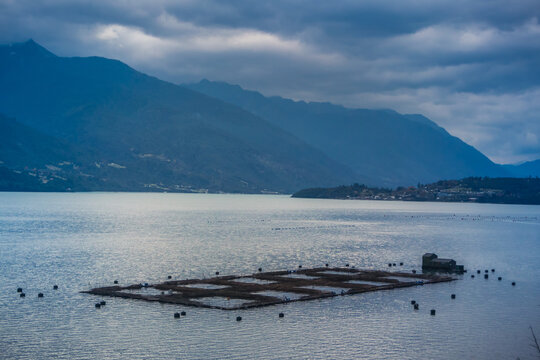 Salmon Farm By The Bay Of Cochamo, Los Lagos, Chile.