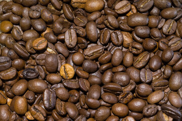Coffee beans, closeup. Background image.
