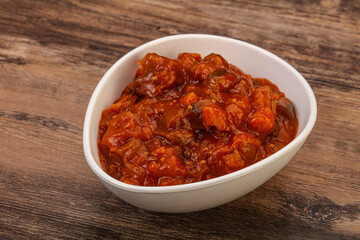 Eggplant saute with tomato and herbs