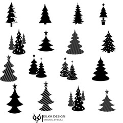 Obraz premium Collection d'arbres de Noël, design moderne et plat. Peut être utilisé pour des documents imprimés - dépliants, affiches, cartes de visite ou pour le web - tree Christmas