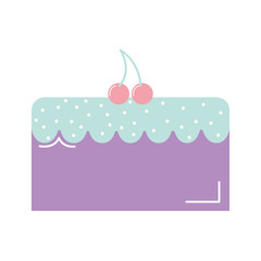 cake of a purple color on white background