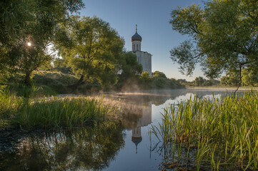 Old Russian orthodox church in early morning light