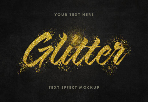 Glitter Gold Text Effect Mockup