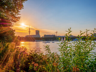 Hamburg Alster Lake life during summer time