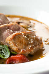 fried pork steak in pieces