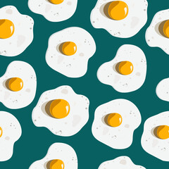 Seamless pattern of scrambled eggs on a green background