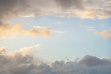 Clouds in the sky as a frame, sunset texture background.